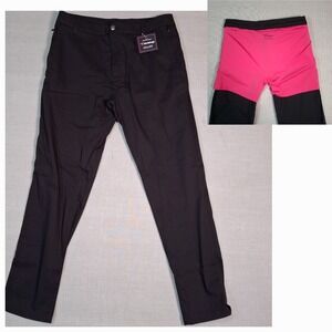 Birddogs Lined Stretch Khakis Mens 32x30 Black Performance Pants Pink Liner NEW